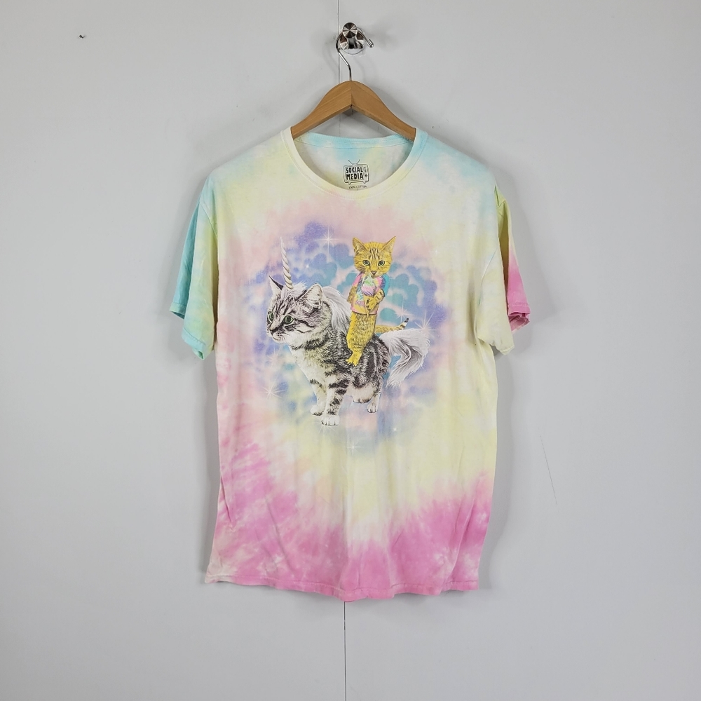 Social Media Tie Dye Cat Unicorn Shirt